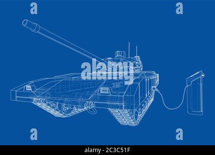 Electric Tank Charging Station Sketch. Vector Stock Vector