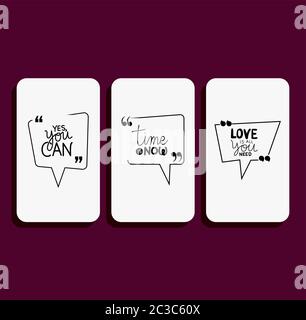 Bubbles set design of Quote phrase text and positivity theme Vector illustration Stock Vector