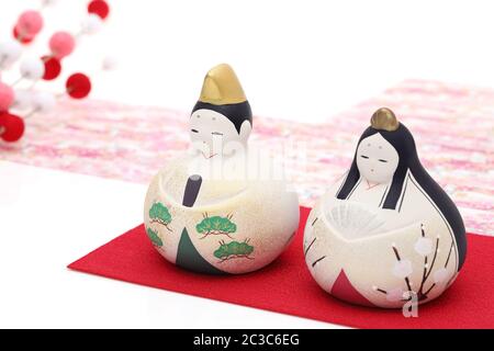 Traditional Japanese dolls used for a Hinamaturi festival for girls Stock Photo