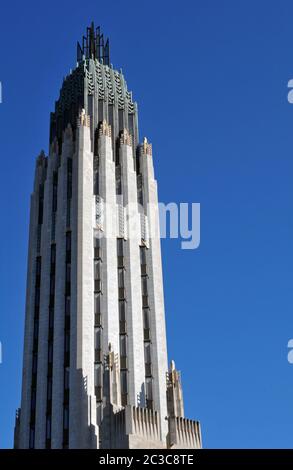 The Boston Avenue United Methodist Church in downtown Tulsa, Oklahoma, is an Art Deco landmark in the city. The church was completed in 1929. Stock Photo