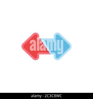 Left and right arrows vector icon symbol isolated on white background Stock Vector