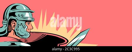 Roman legionary with a sword and shield. Stock Vector