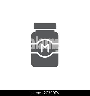 Mayonnaise jar vector icon symbol isolated on white background Stock Vector