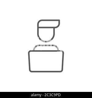 Man working on computer vector icon symbol working isolated on white background Stock Vector
