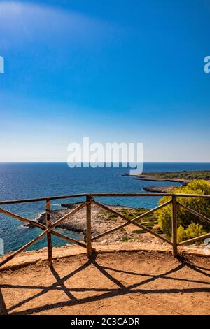 The wonderful bay of Porto Selvaggio. In Nardò, Italy, Puglia, Salento. The view of the panorama from the top of the promontory. The pine forest, the Stock Photo