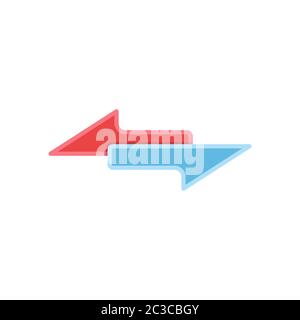 Left and right arrows vector icon symbol isolated on white background Stock Vector