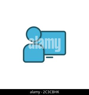 Man working on computer vector icon symbol working isolated on white background Stock Vector