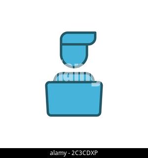 Man working on computer vector icon symbol working isolated on white background Stock Vector