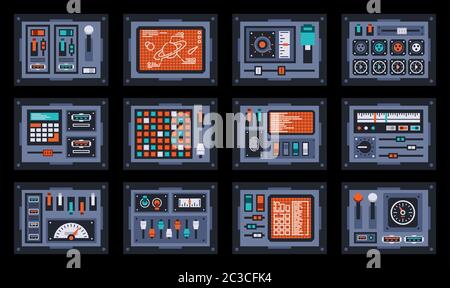 Control panels from space ship or science station Stock Vector