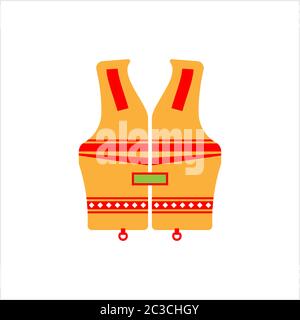 Life Vest Icon, Life Saving Jacket Vector Art Illustration Stock Vector