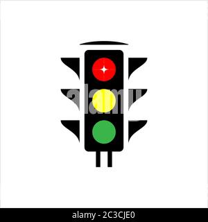 Traffic Light Icon, Traffic Control Light Vector Art Illustration Stock Vector