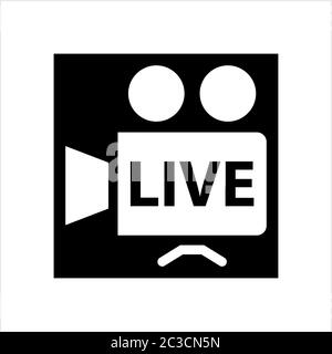 Live Icon, On Air Vector Art Illustration Stock Vector