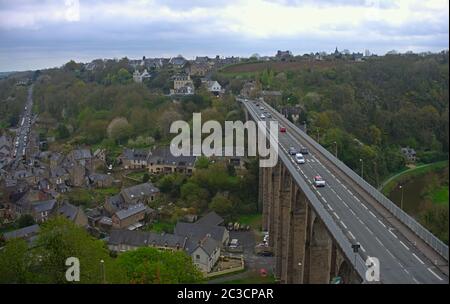 Scenic view from fortress on city of Dinan, France Stock Photo