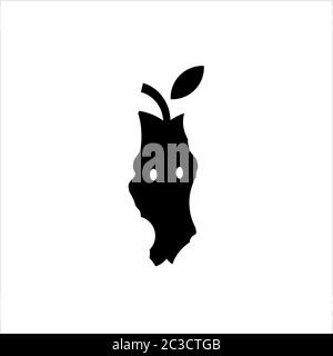 Apple Stub Icon, Apple Core Icon Vector Art Illustration Stock Vector