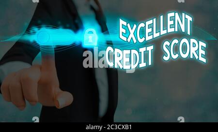 Handwriting text Excellent Credit Score. Conceptual photo an individual s is report of financial standing and capacity to pay Stock Photo
