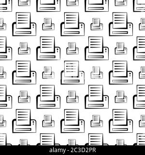 Printer Icon Seamless Pattern, Ink Jet, Laser Printer Vector Art Illustration Stock Vector