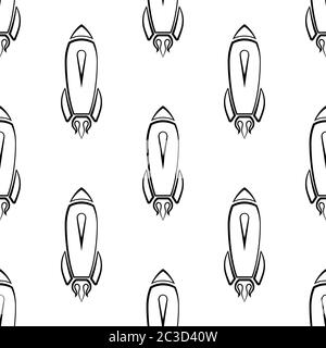 Rocket Icon, Start Up, Seamless Pattern Vector Art Illustration Stock Vector