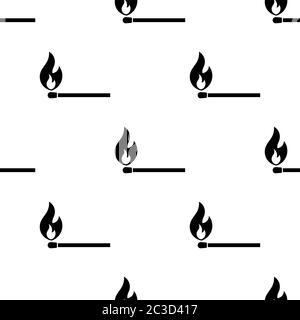 Lit Matchstick, Burning Matchstick Seamless Pattern Vector Art Illustration Stock Vector