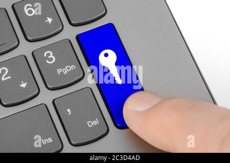 Computer keyboard with security key Stock Photo
