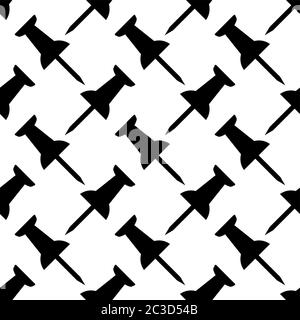 Drawing Pin Icon Seamless Pattern, Push Pin Seamless Pattern Vector Art Illustration Stock Vector