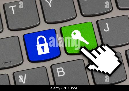 Computer keyboard with two security keys Stock Photo