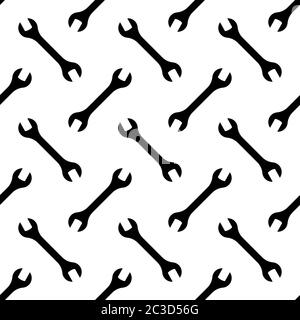 Open End Wrench Icon Seamless Pattern, Spanner Seamless Pattern Vector Art Illustration Stock Vector
