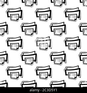 Printer Icon Seamless Pattern, Ink Jet, Laser Printer Vector Art Illustration Stock Vector