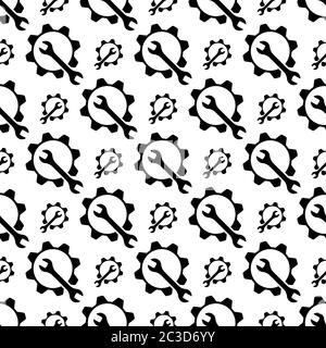 Setting Icon, Gear And Wrench Seamless Pattern, User Preference Setting Vector Art Illustration Stock Vector