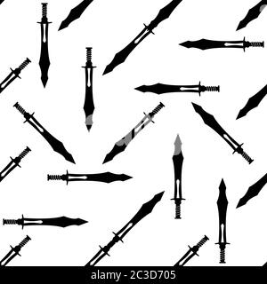 Sword Icon Seamless Pattern, Sword Vector Art Illustration Stock Vector