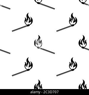 Lit Matchstick, Burning Matchstick Seamless Pattern Vector Art Illustration Stock Vector