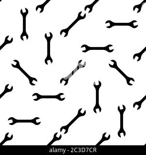 Open End Wrench Icon Seamless Pattern, Spanner Seamless Pattern Vector Art Illustration Stock Vector