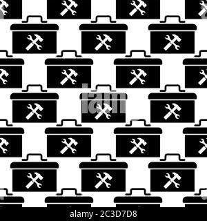 Toolbox Icon Seamless Pattern, Tool Box Icon Vector Art Illustration Stock Vector