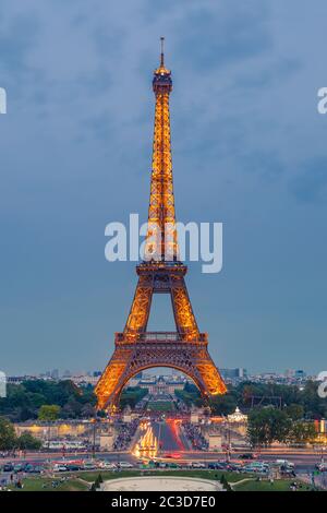 Eiffel Tower at dusk Stock Photo