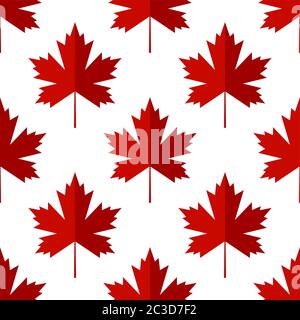 Maple Leaf Icon Seamless Pattern Vector Art Illustration Stock Vector