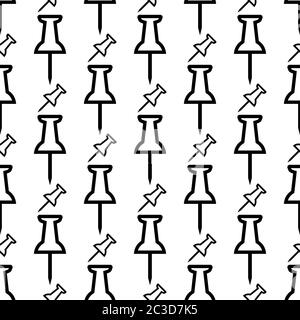 Drawing Pin Icon Seamless Pattern, Push Pin Seamless Pattern Vector Art Illustration Stock Vector
