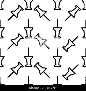 Drawing Pin Icon Seamless Pattern, Push Pin Seamless Pattern Vector Art Illustration Stock Vector