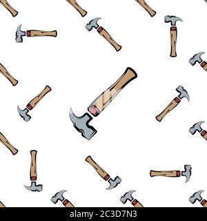 Hammer Icon Seamless Pattern, Tool Design Seamless Pattern Vector Art Illustration Stock Vector