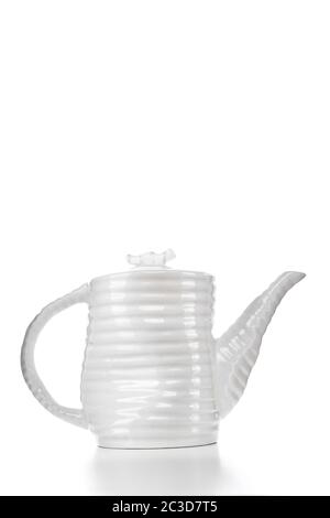 white stylish teapot on white isolated background Stock Photo