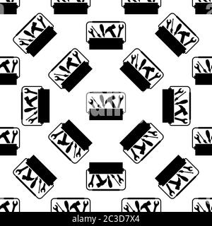 Toolbox Icon Seamless Pattern, Tool Box Icon Vector Art Illustration Stock Vector
