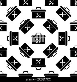 Toolbox Icon Seamless Pattern, Tool Box Icon Vector Art Illustration Stock Vector