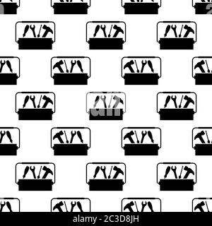 Toolbox Icon Seamless Pattern, Tool Box Icon Vector Art Illustration Stock Vector