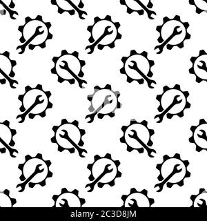 Setting Icon, Gear And Wrench Seamless Pattern, User Preference Setting Vector Art Illustration Stock Vector