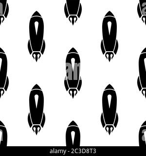 Rocket Icon, Start Up, Seamless Pattern Vector Art Illustration Stock Vector