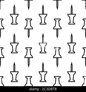 Drawing Pin Icon Seamless Pattern, Push Pin Seamless Pattern Vector Art Illustration Stock Vector