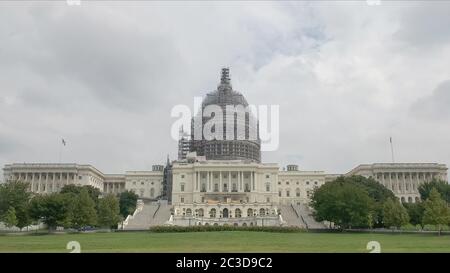 the exterior of the us capitol undergoing renovations in washington Stock Photo