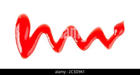 Raspberry jam drizzle isolated on white background. Top view. Stock Photo