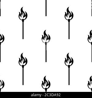 Lit Matchstick, Burning Matchstick Seamless Pattern Vector Art Illustration Stock Vector