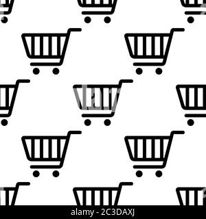 Shopping Cart Icon Seamless Pattern Vector Art Illustration Stock Vector