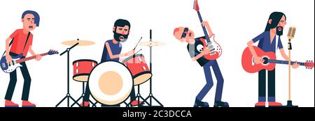 Rock band musicians characters isolated set Stock Vector