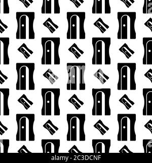 Pencil Sharpener Icon Seamless Pattern, Sharpener Vector Art Illustration Stock Vector